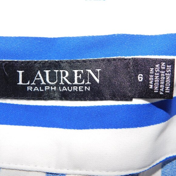 Lauren Ralph Lauren Womens 6 Blue White Striped Wide Leg Pant High Rise - Picture 5 of 16